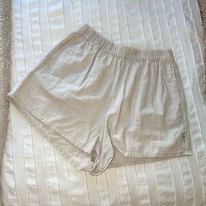 Rhythm Women's Light Beige Linen Style Elastic Waist Shorts